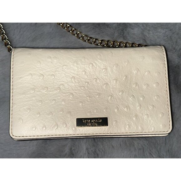 Kate Spade Alexander Avenue Isabeli Ostrich Crossbody Chain Bag Clutch - Picture 2 of 14